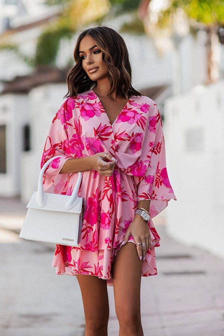 Unique Bohemian Mini Dress with Playful Patterns for