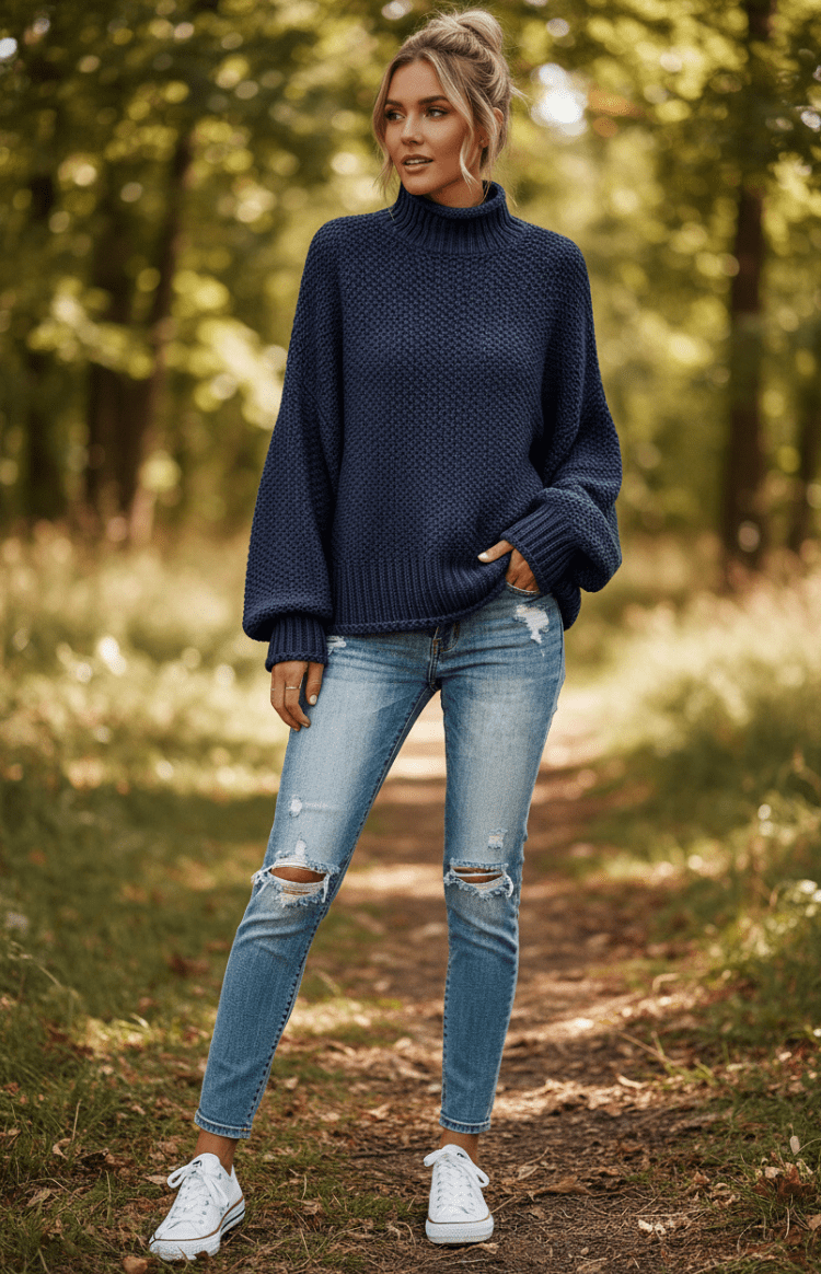 Cozy Oversized Chunky Knit Turtleneck Sweater