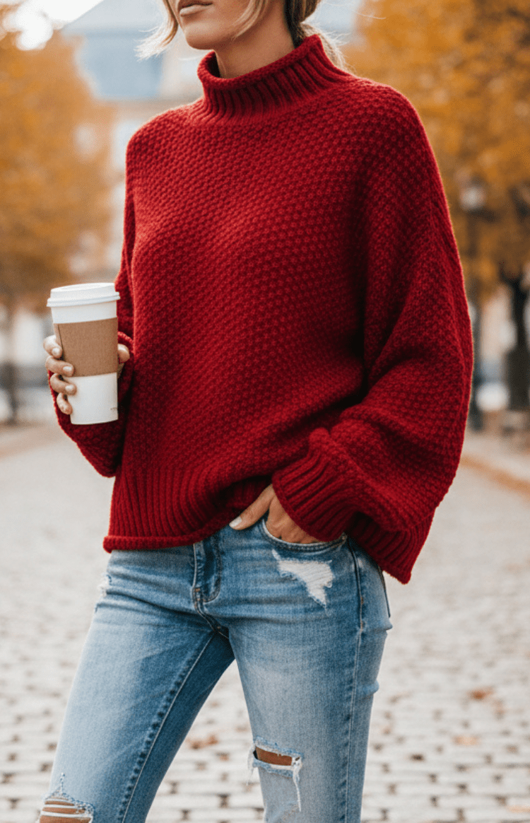 Cozy Oversized Chunky Knit Turtleneck Sweater