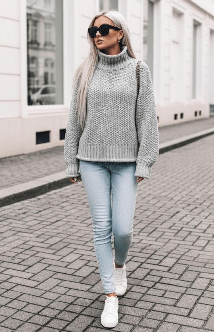 Cozy Oversized Chunky Knit Turtleneck Sweater