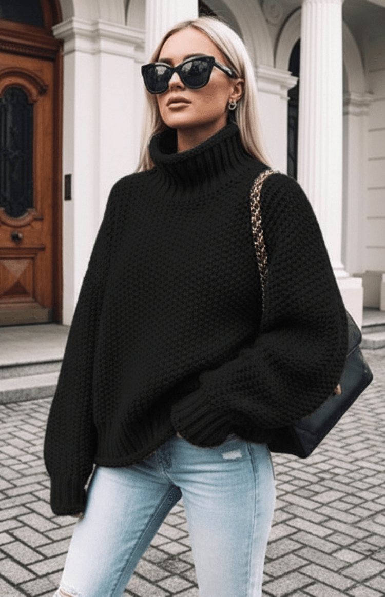 Cozy Oversized Chunky Knit Turtleneck Sweater