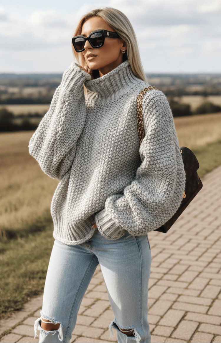 Cozy Oversized Chunky Knit Turtleneck Sweater