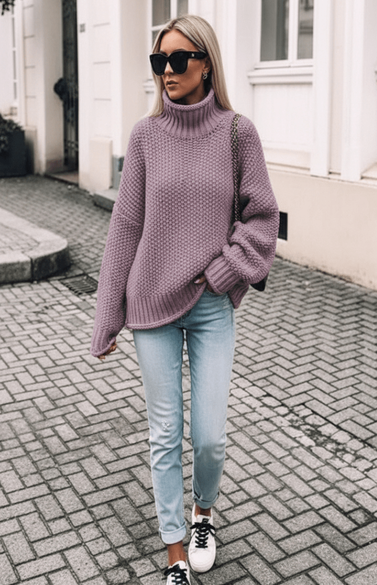 Cozy Oversized Chunky Knit Turtleneck Sweater