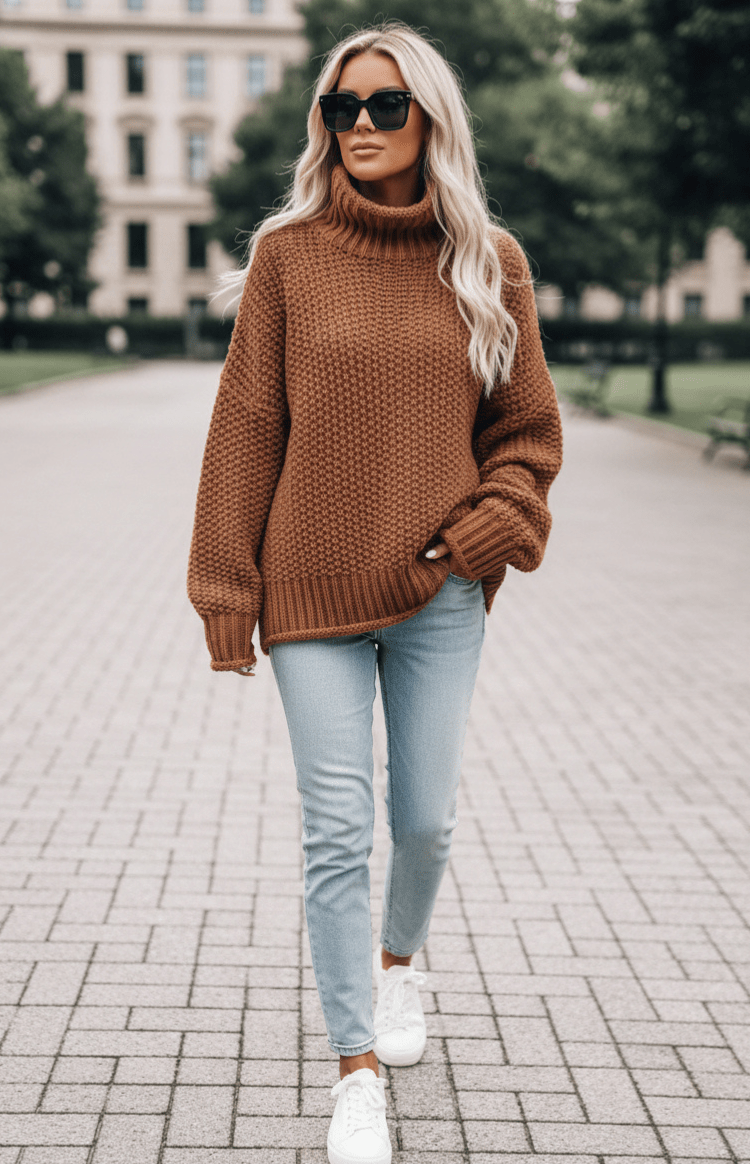 Cozy Oversized Chunky Knit Turtleneck Sweater