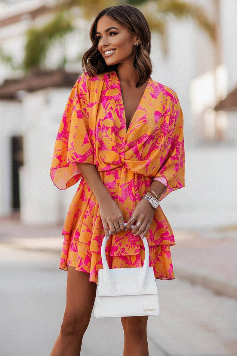 Unique Bohemian Mini Dress with Playful Patterns for