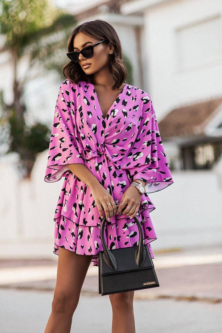 Unique Bohemian Mini Dress with Playful Patterns for